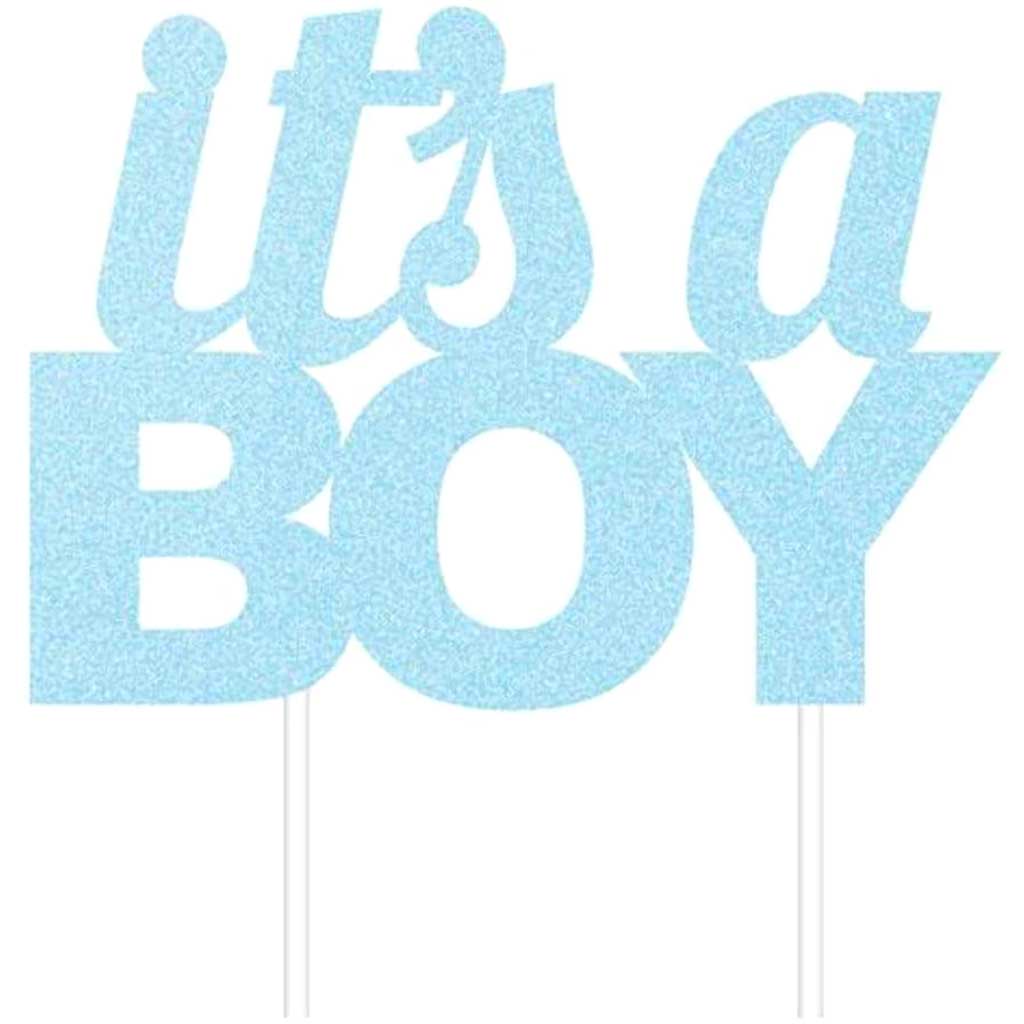 Cake Topper Boy Glitter Blue