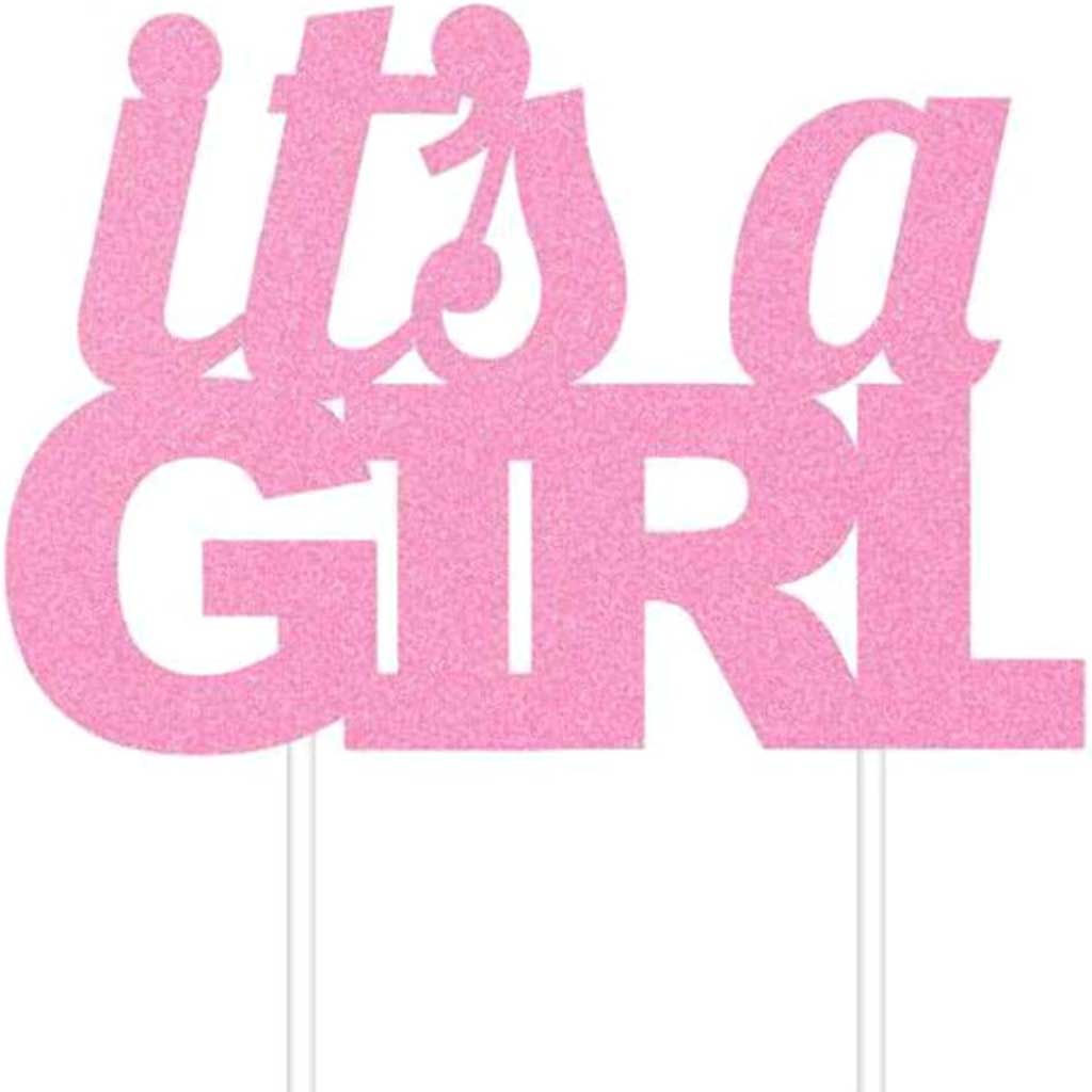 Cake Topper Girl Glitter Pink