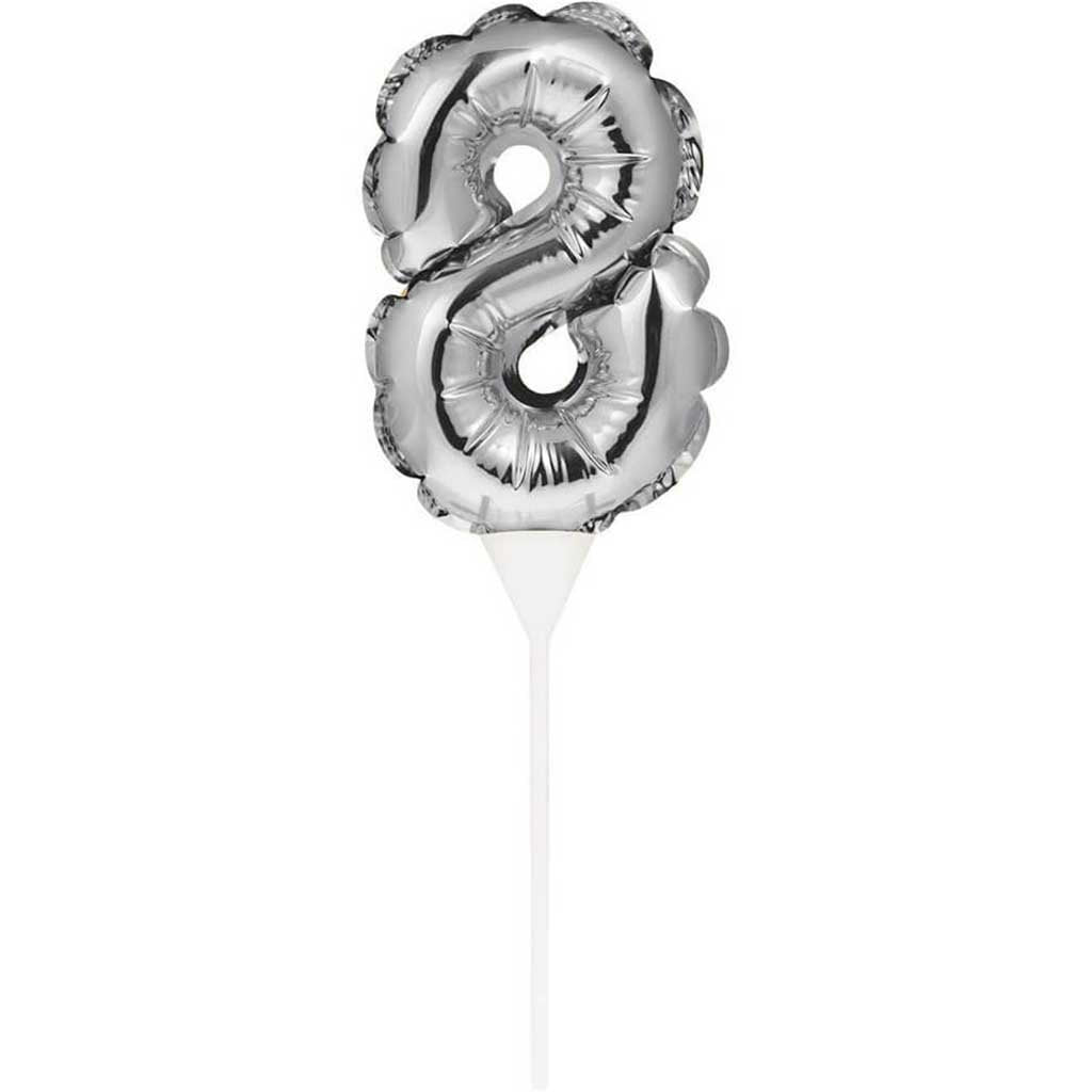 Balloon Cake Topper 8 Silver