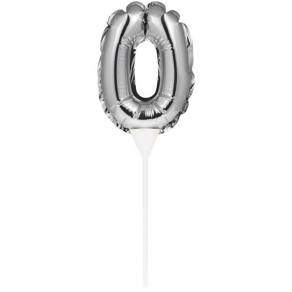 Balloon Cake Topper 0 Silver