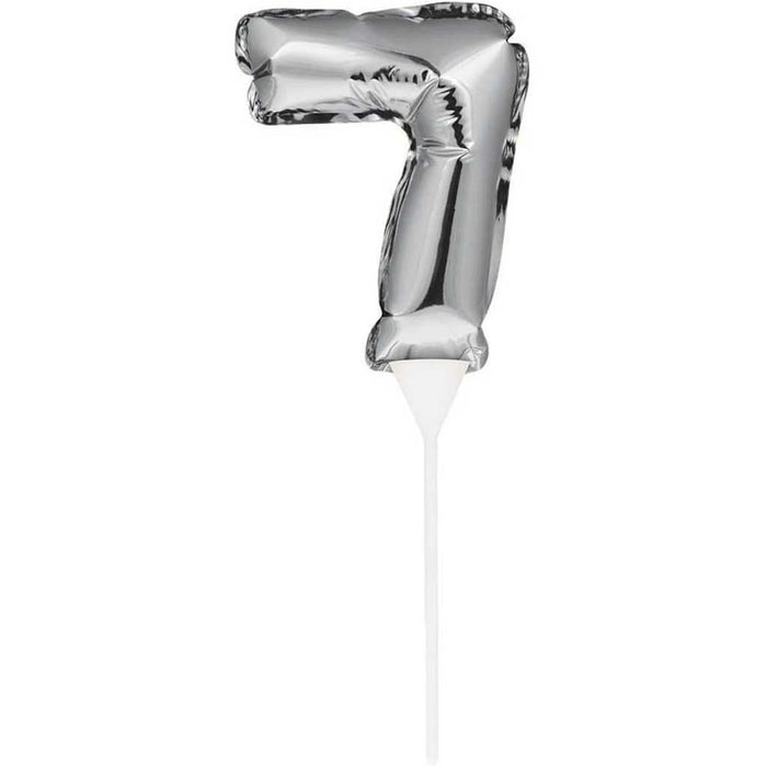 Balloon Cake Topper 7 Silver