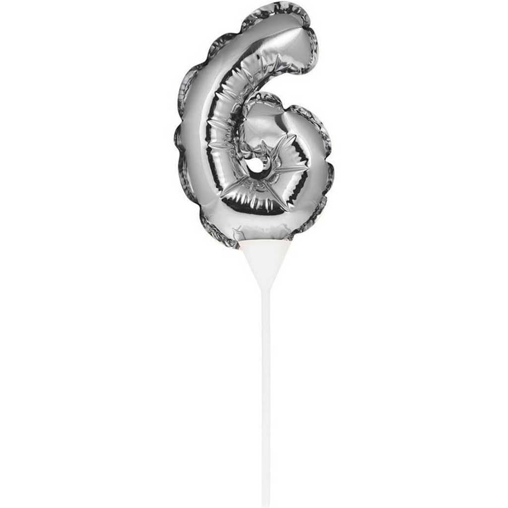Balloon Cake Topper 6 Silver