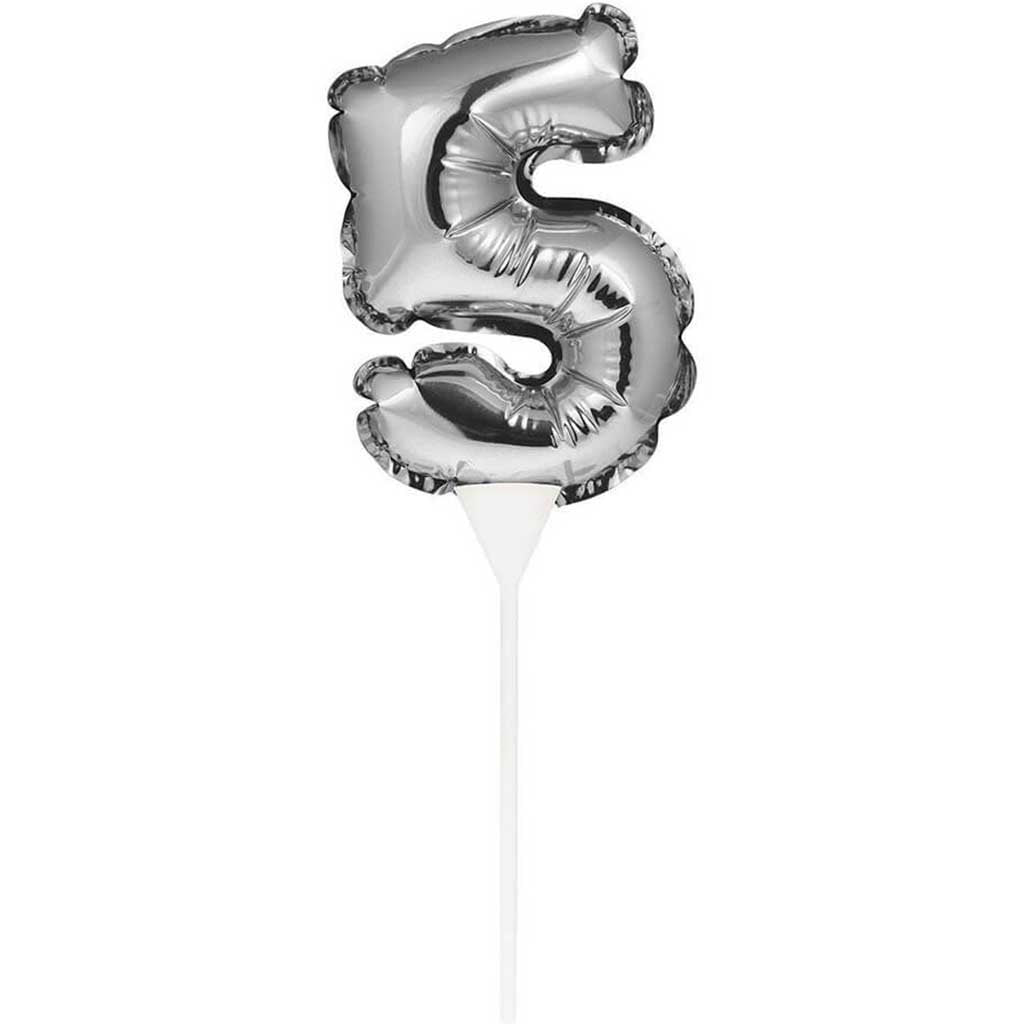 Balloon Cake Topper 5 Silver