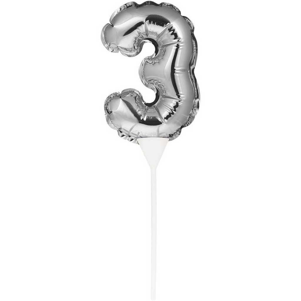 Balloon Cake Topper 3 Silver
