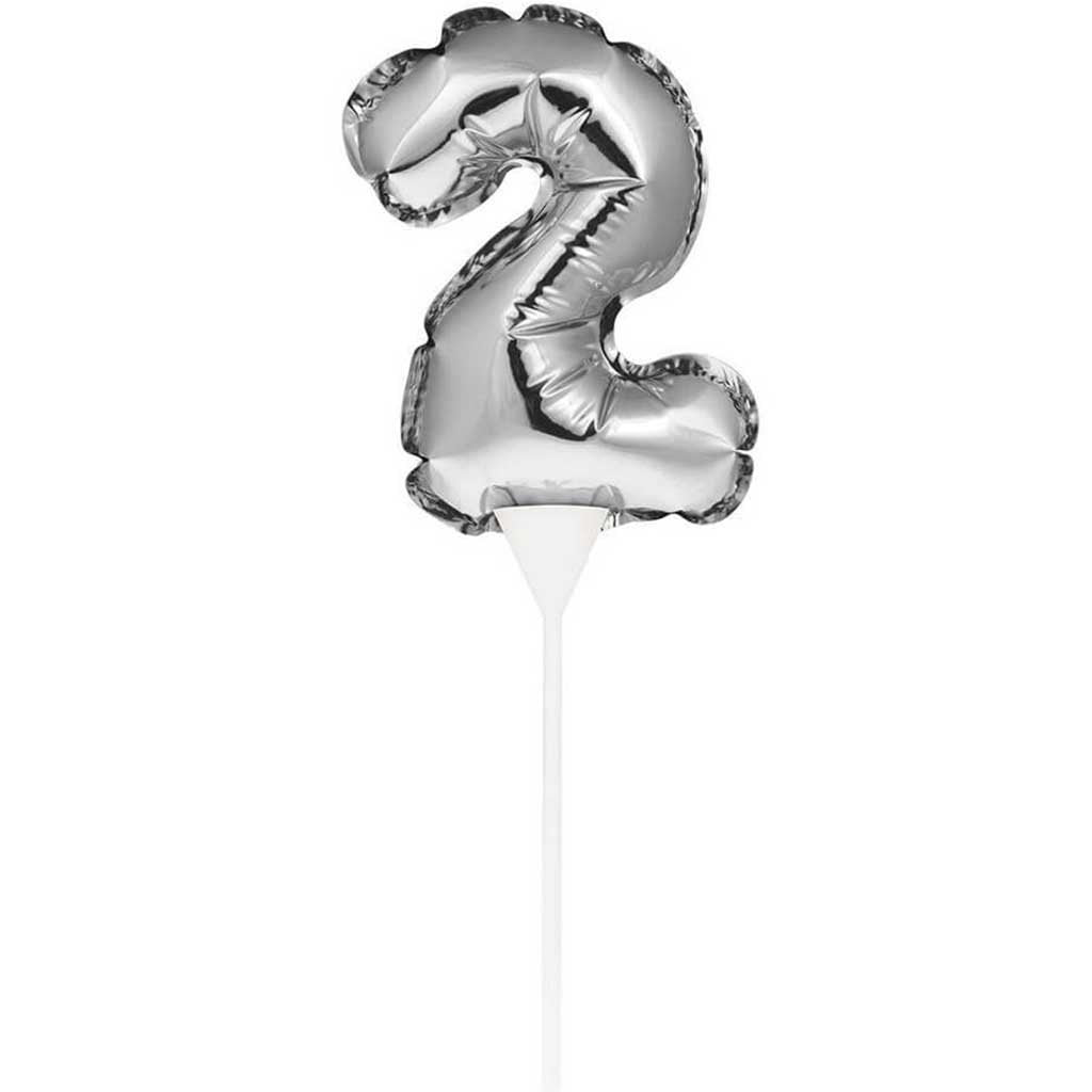 Balloon Cake Topper 2 Silver