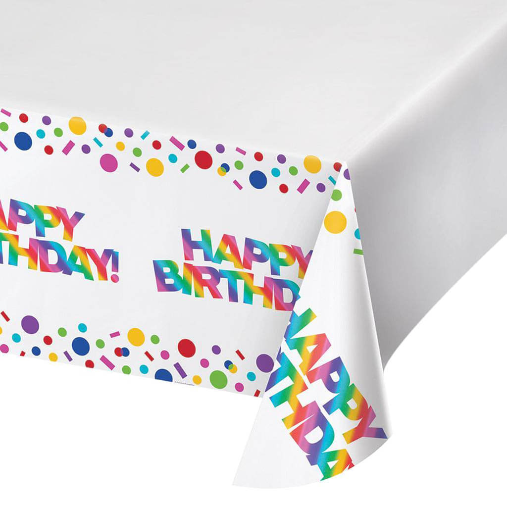 Rainbow Foil Plastic Tablecover 54in x 102in