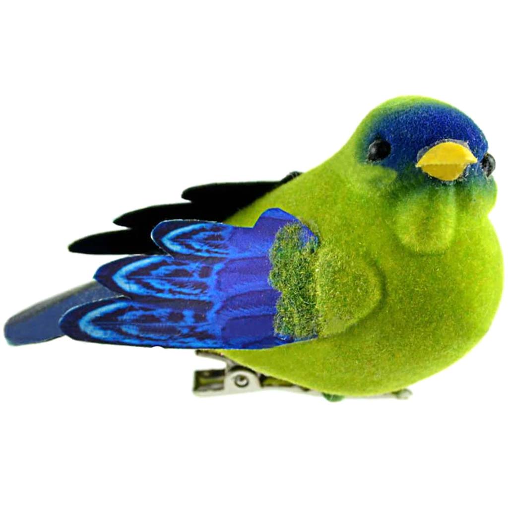 Lime Blue Paper Winged Bird 2.75in