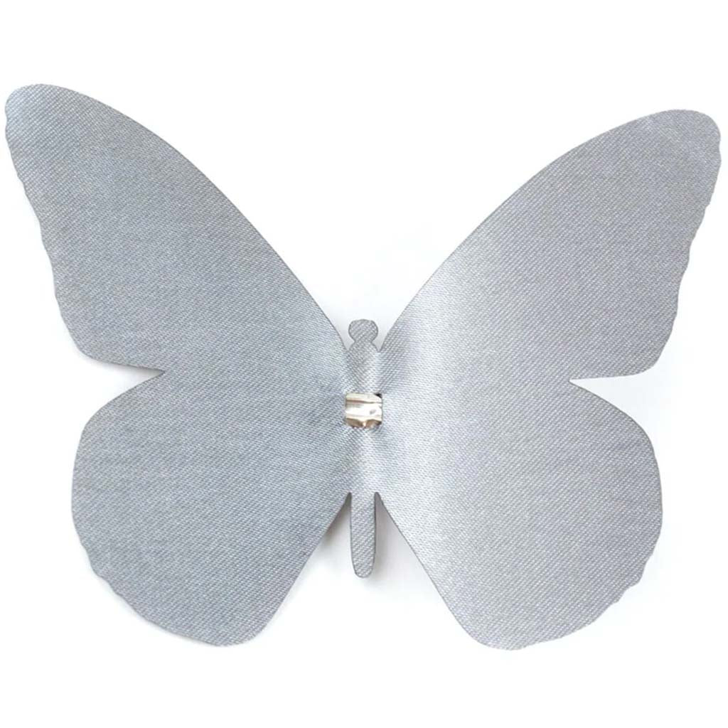 Large Fancy Plain Satin 10cm Monarch Butterfly Gray On Clip 4in