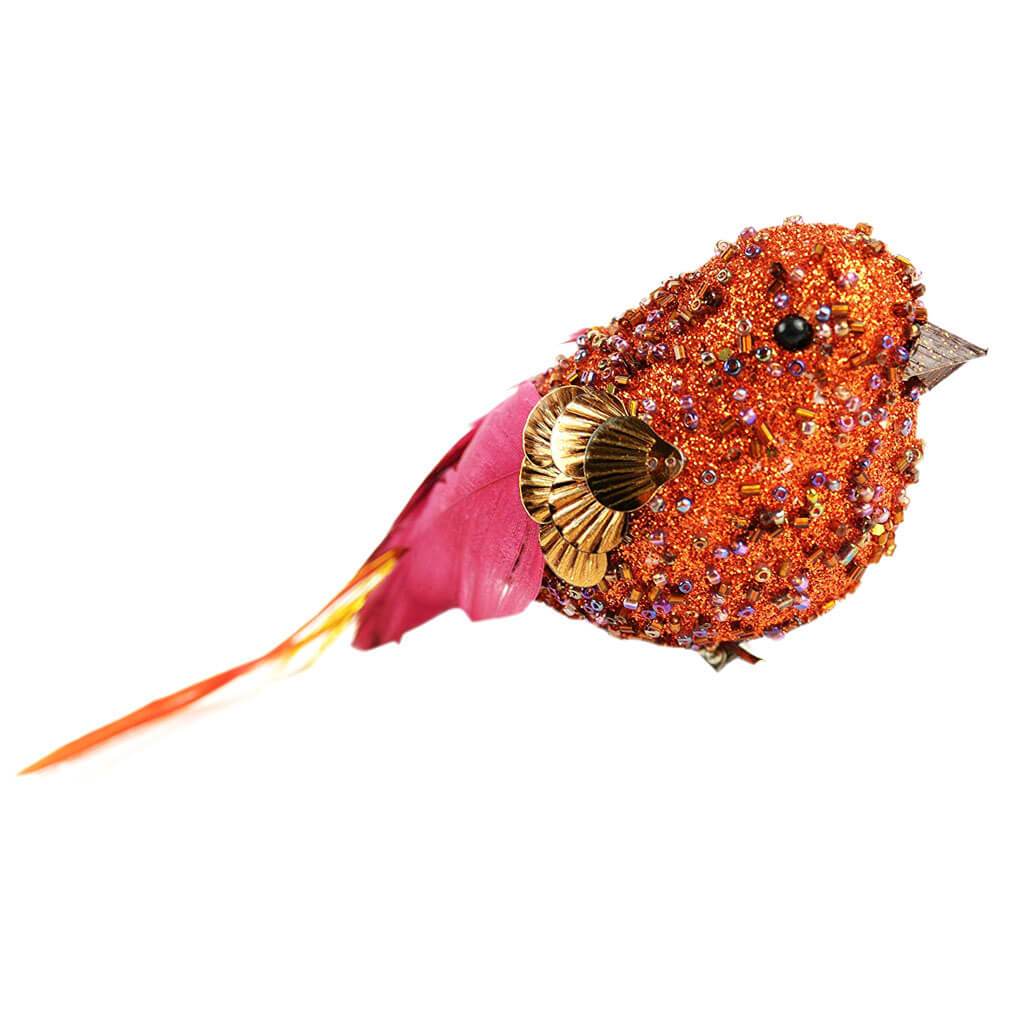 Glitter Beaded Fat Bird Copper 8in