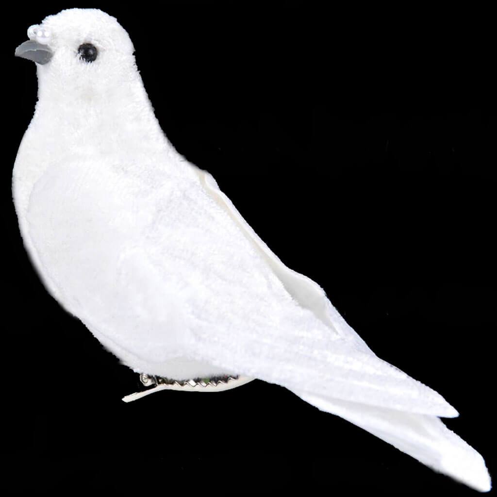 Velvet Dove White on Clip 5.75in