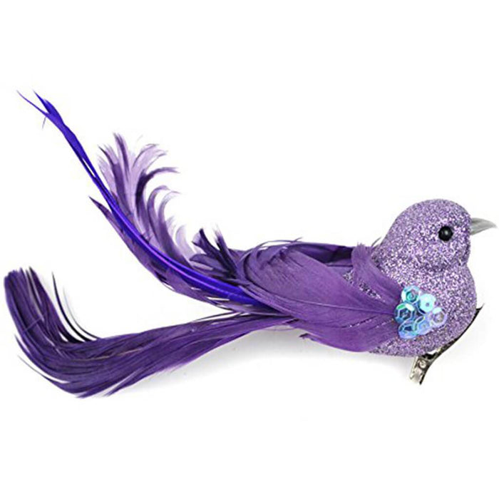 Glitter Bird on clip 6" Wisteria 1pc