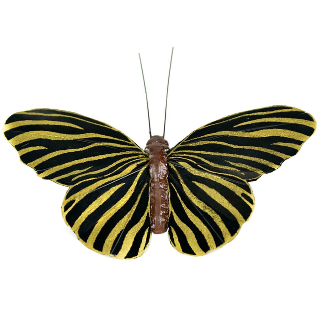 Zebra Butterfly 4in Gold and Black