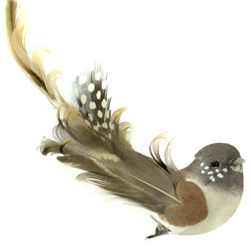 Bird with Guinea  4.5in Natural Brown