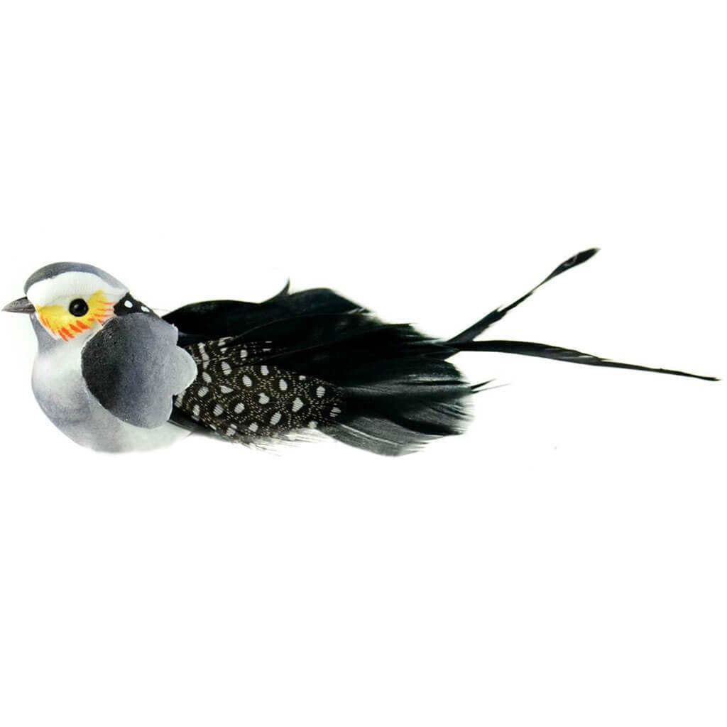 Bird with Guinea with Clip 5.75in Natural Grey