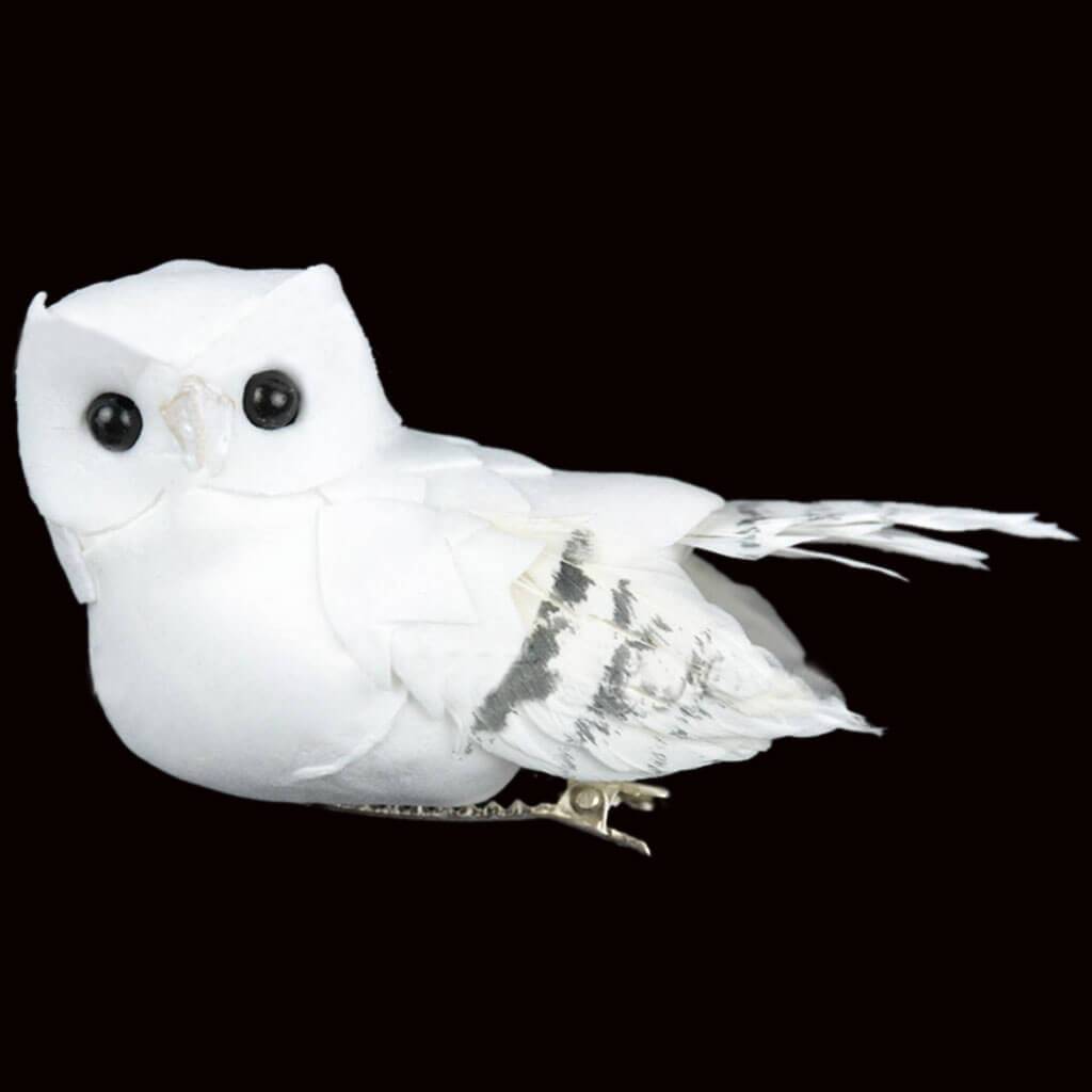 Small Feather Owl 3in White