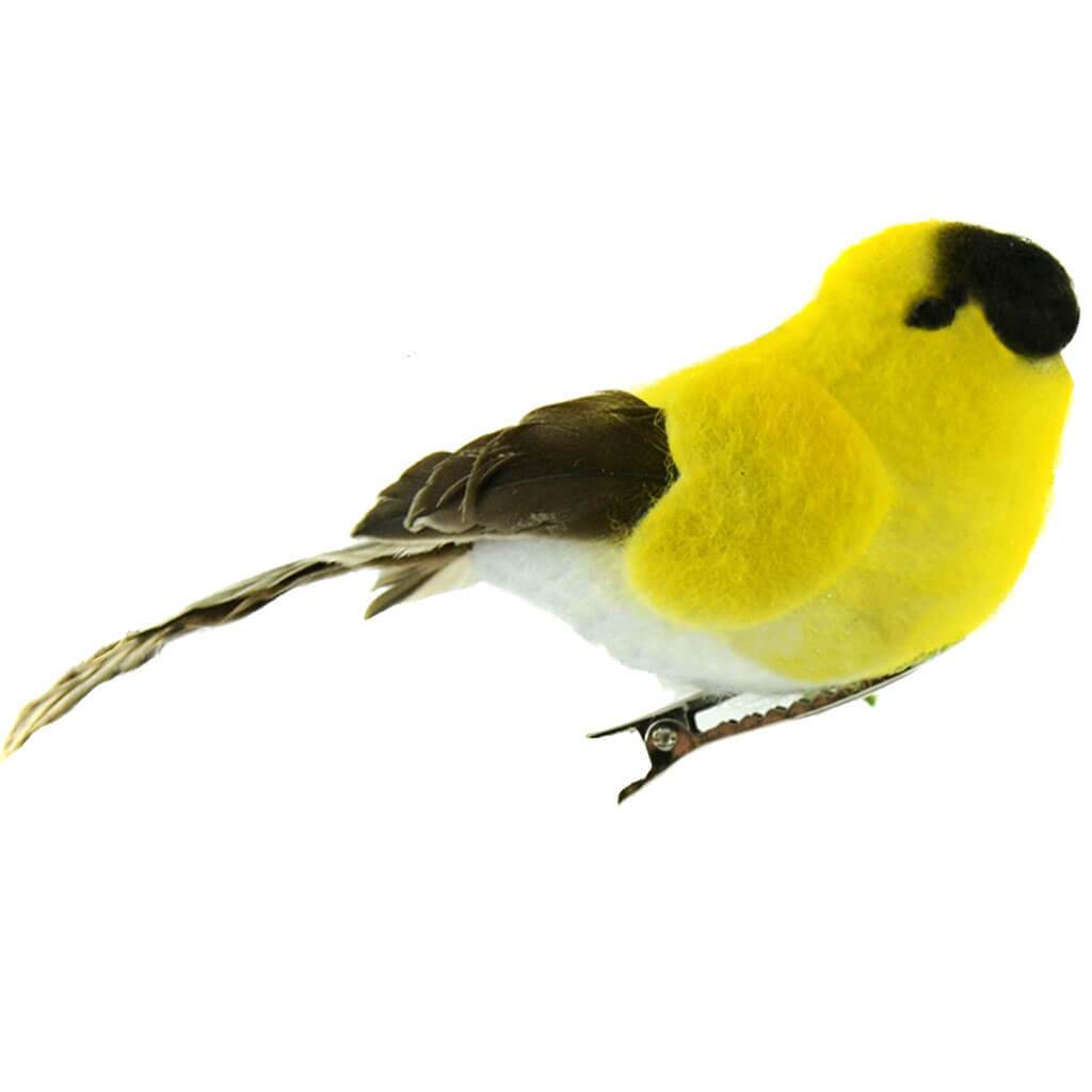 Chickadee Bird with Clip 4in Yellow