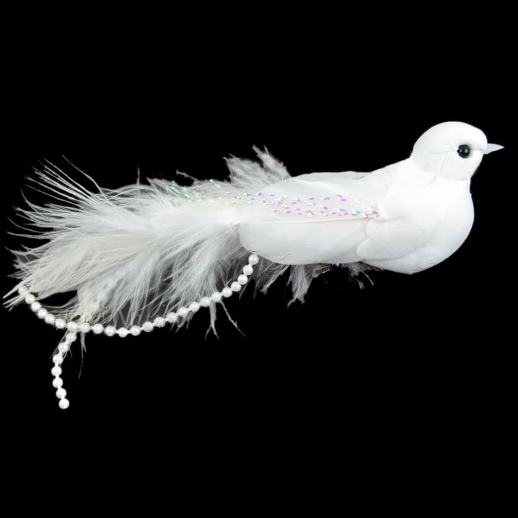 Wedding Bird White with Pearl 6in