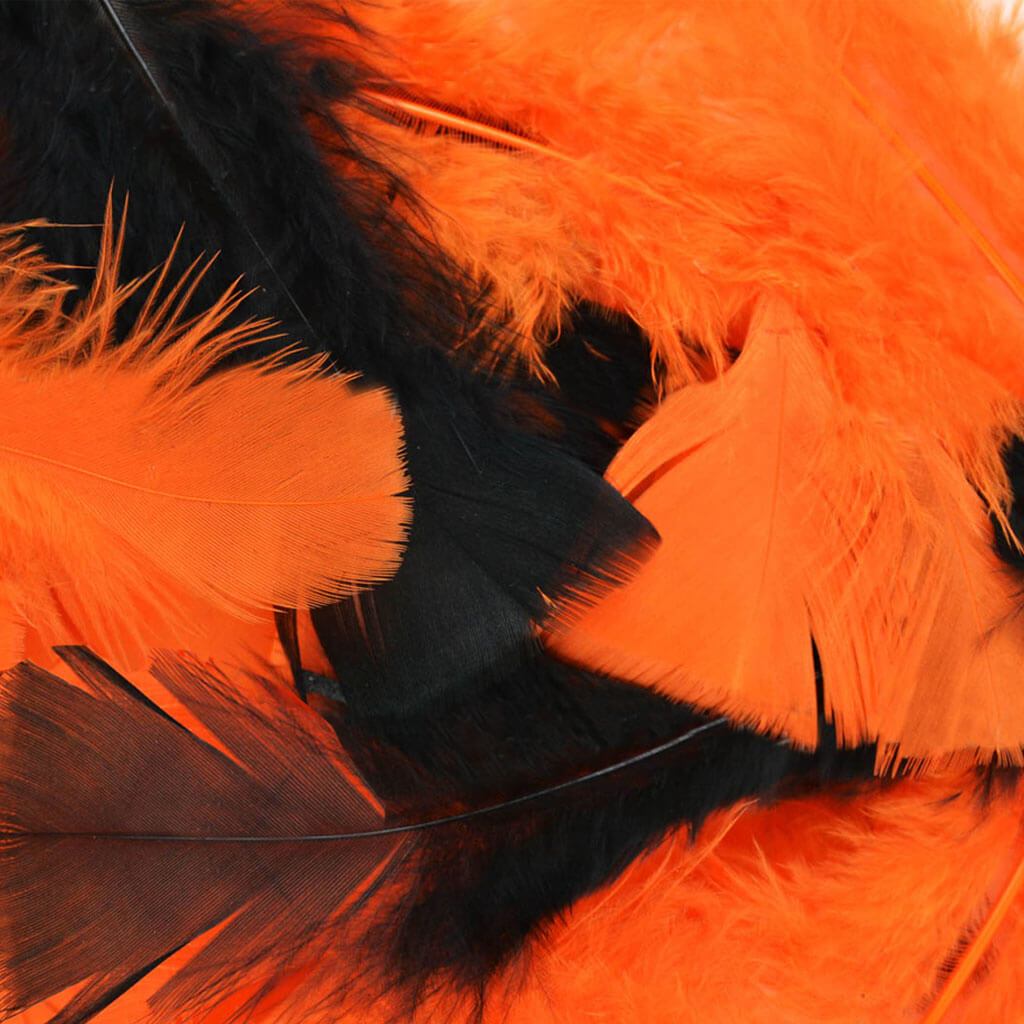 Turkey Flat Feathers Mix Orange Black 14g