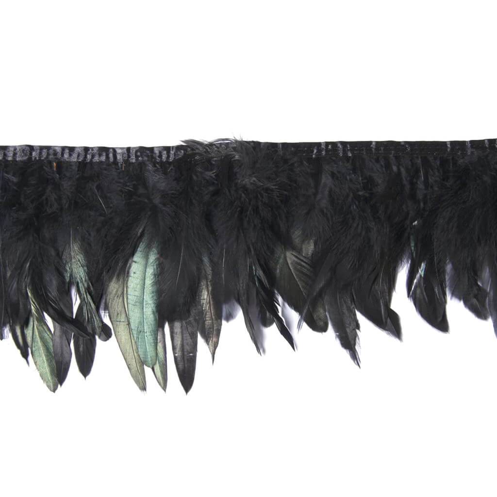 Sitched Cocktail Feathers with Black Satin Ribbon Edge 1yd