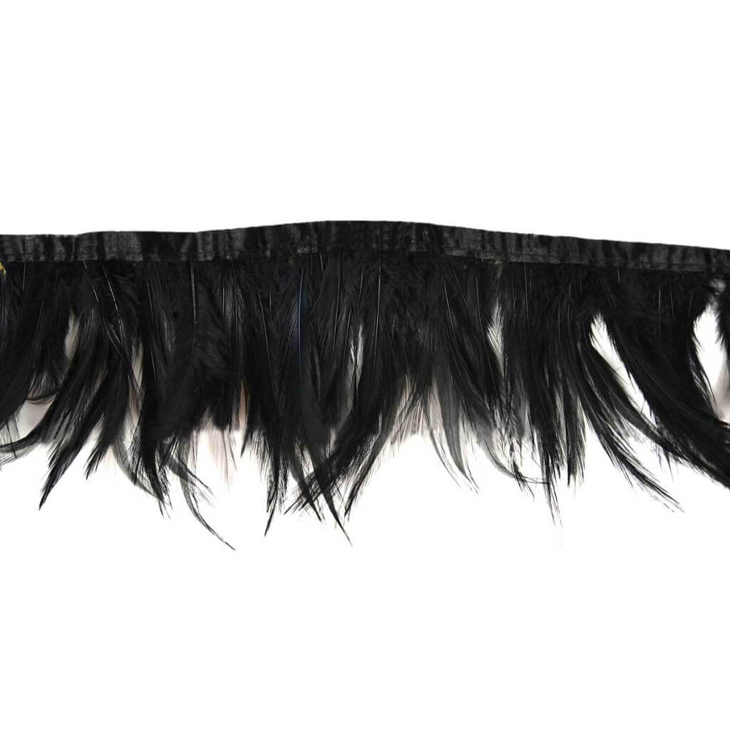 Stitched Black Hackle Feathers 2yd