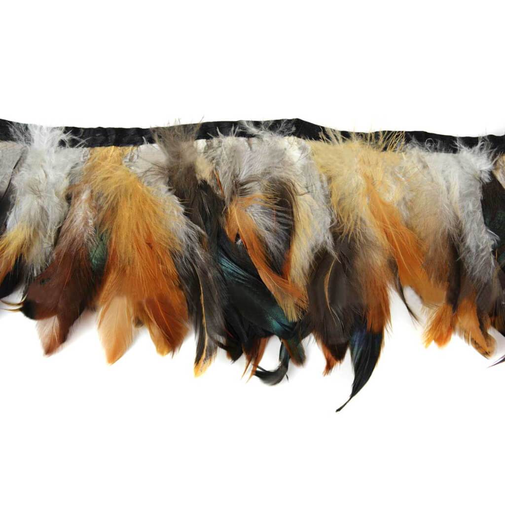 Stitched Half-Bronze Schlappen Feathers 2yd