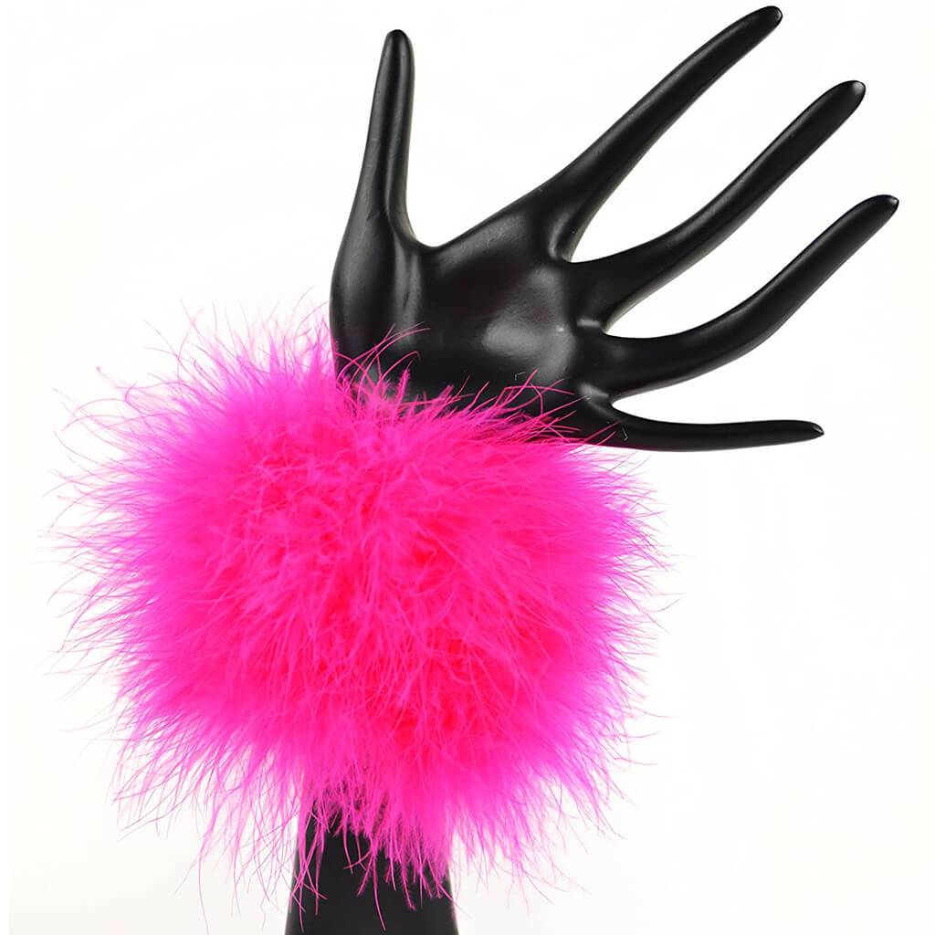 Feather Marabou Elastic Cuffs 9.8in Hot Pink 1 Pair 4g