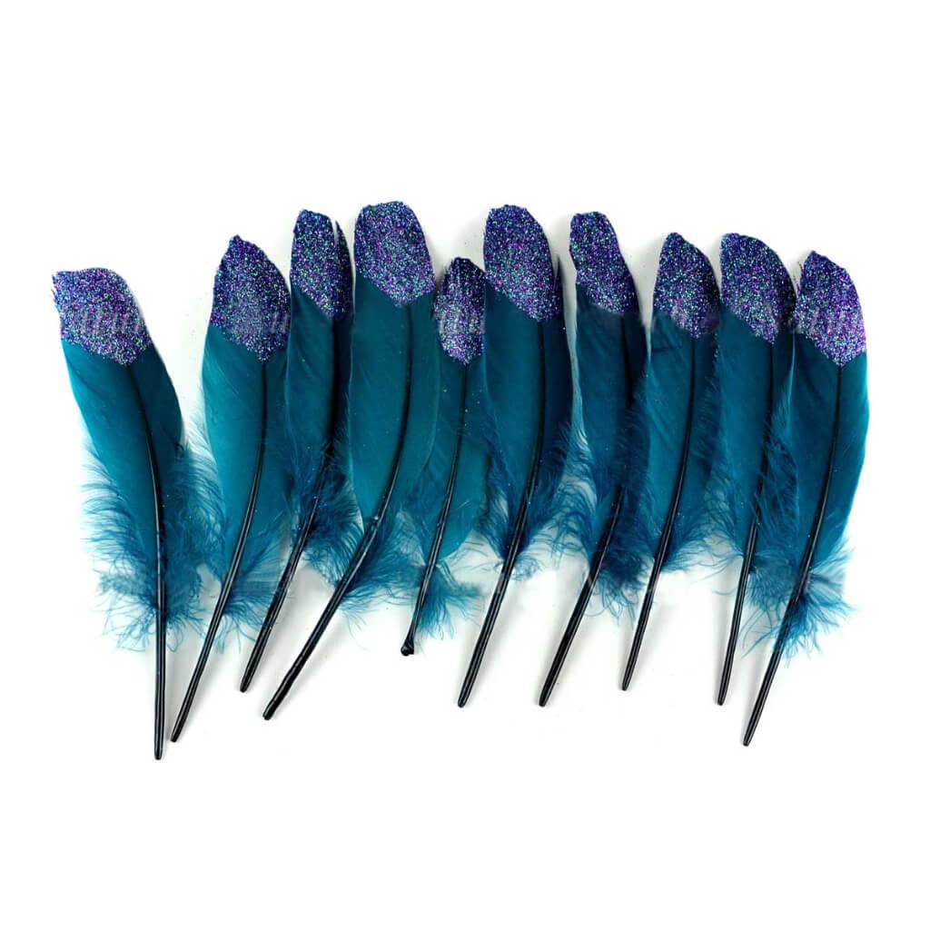 Turkey Round Feathers with Glitter Tips 7-8in