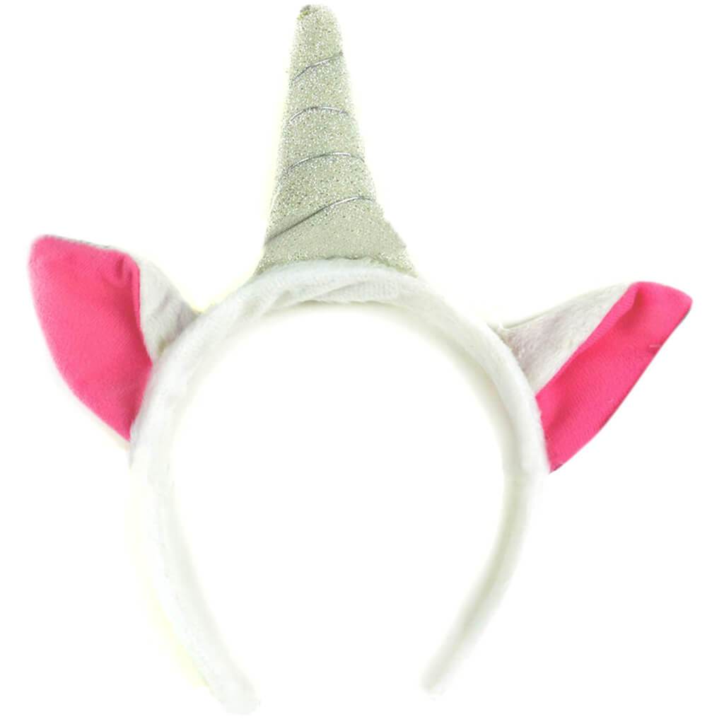 Unicorn Head Band 9.5” White and Silver