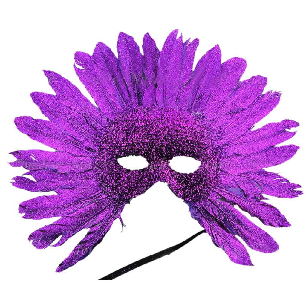 Tinsel Half Mask 8in Cocktail Feathers