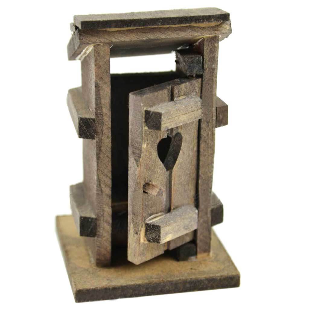 Miniature Garden Wooden Outhouse 3.25in