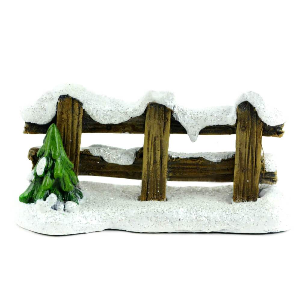 Resin Snow Covered Wood Fence 4in