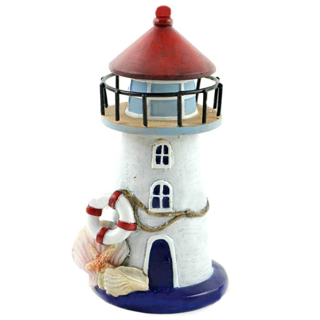 Nautical Lighthouse With Seashells 6in