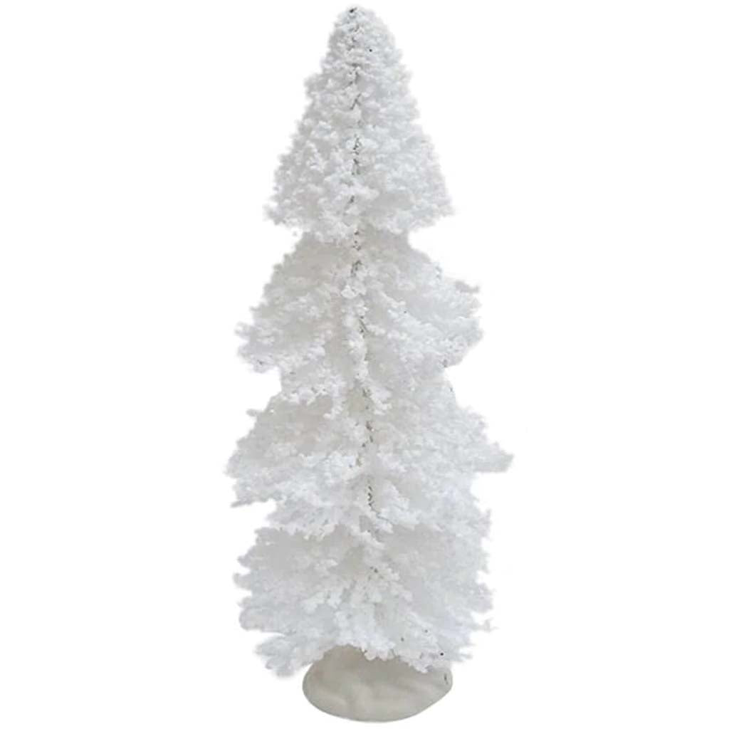 WHITE BOTTLE BRUSH TWISTED TREE WITH SNOW 9&quot; 