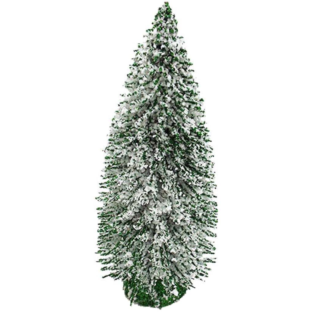 GLITTER BOTTLE BRUSH TREE WITH SNOW 6&quot; GREEN 