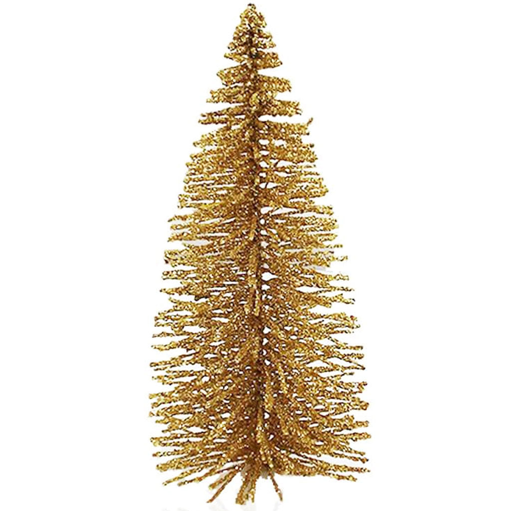 GLITTER BOTTLE BRUSH TREE 6&quot; GOLD