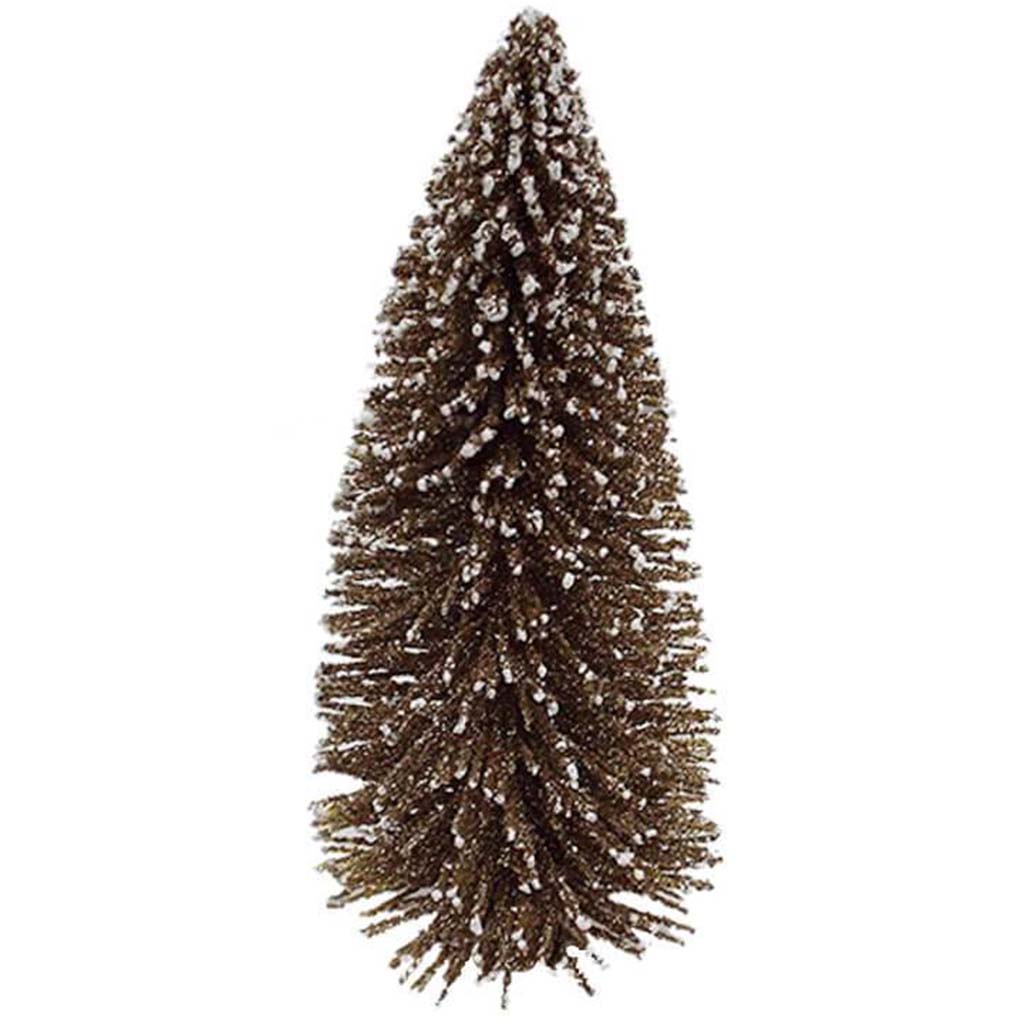 GOLD GLITTER BOTTLE BRUSH TREE WITH SNOW 6&quot; 