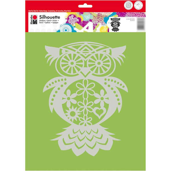 Silhouette Stencil Flowered Owl