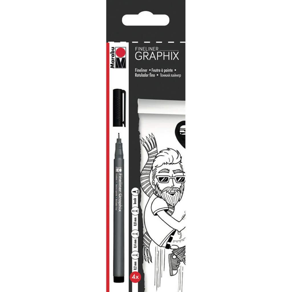 Graphix Fineliner Graphix Pen Black Set/4