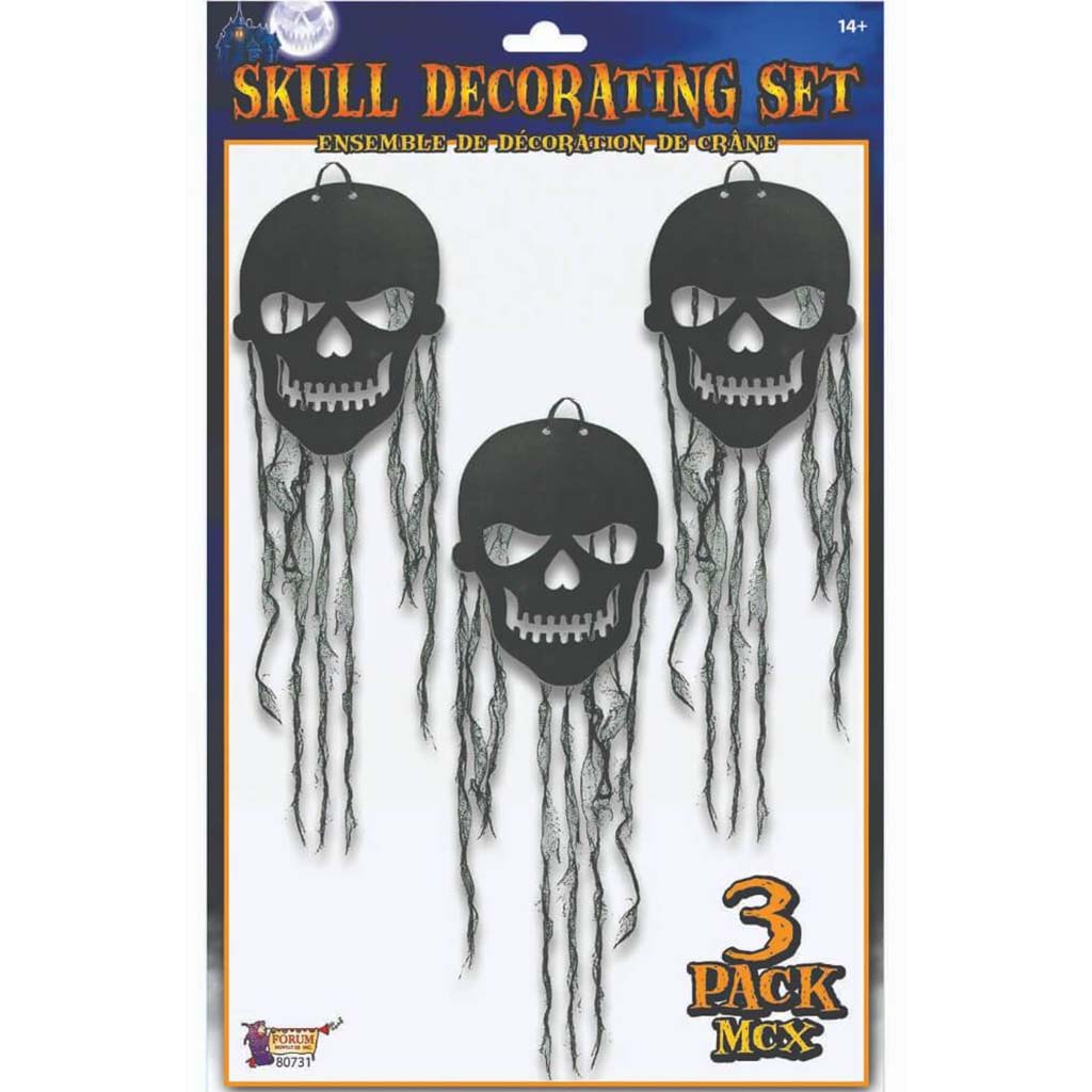 Skull Decoration with Gauze 3pk