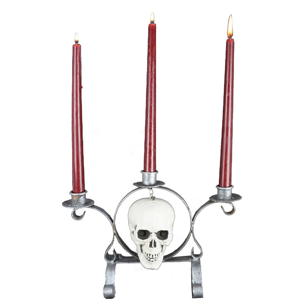 Three Stick Skull Candelabra