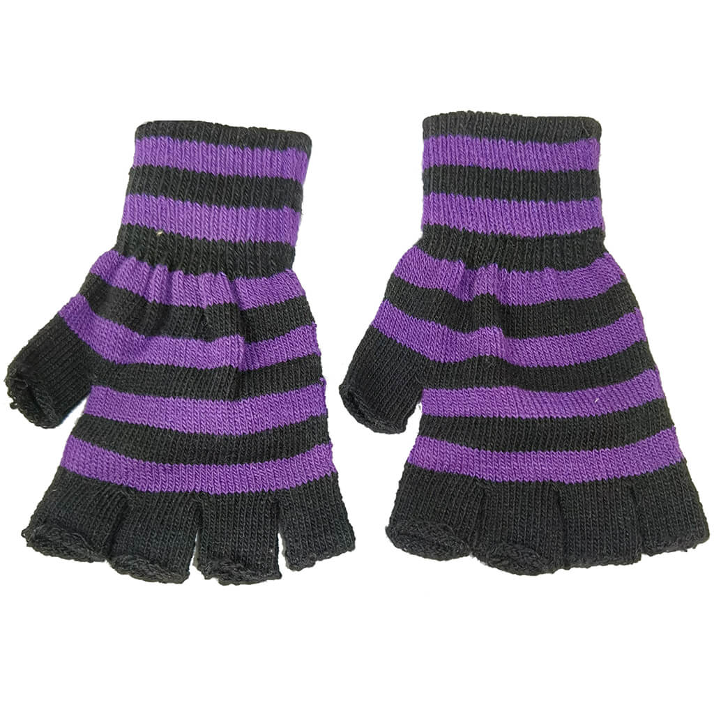 Purple Short Fingerless Gloves