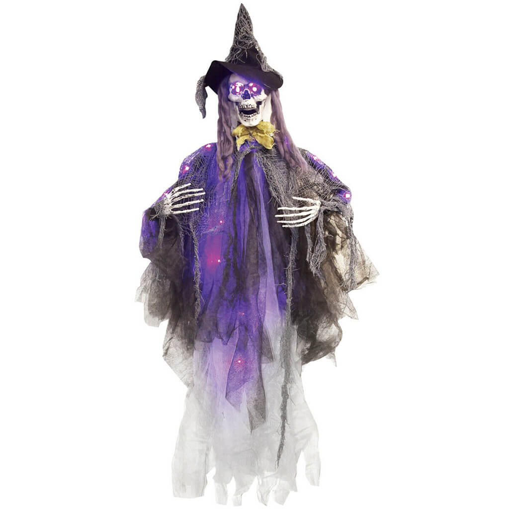 Hanging Light Up Ghostly Skeleton Witch