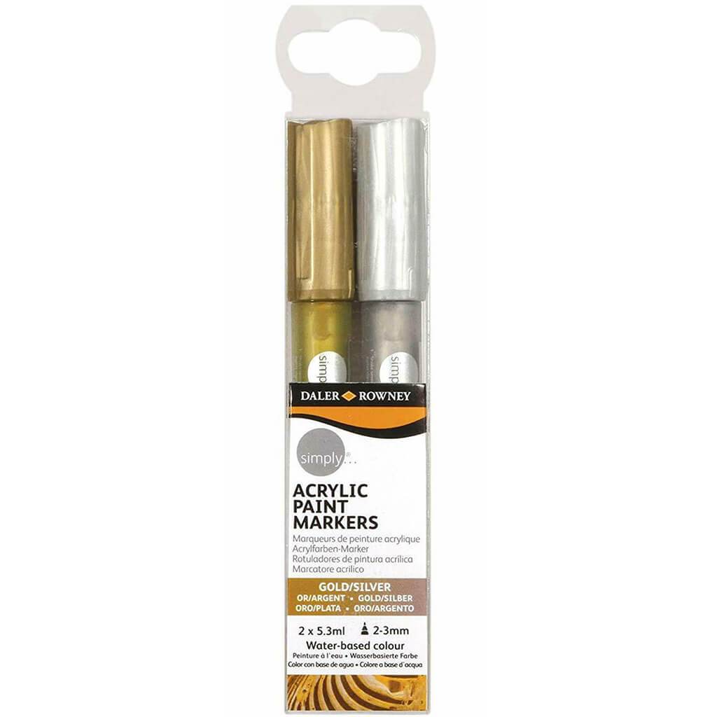 Simply Acrylic Paint Marker Pen Set Gold and Silver Colors