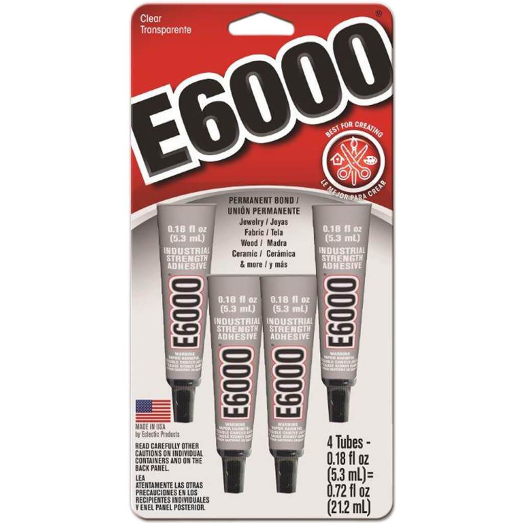 E6000 Industrial Strength Adhesive 0.18oz 4pcs