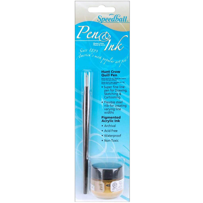 Calligraphy Pen and Ink Set with Gold Ink