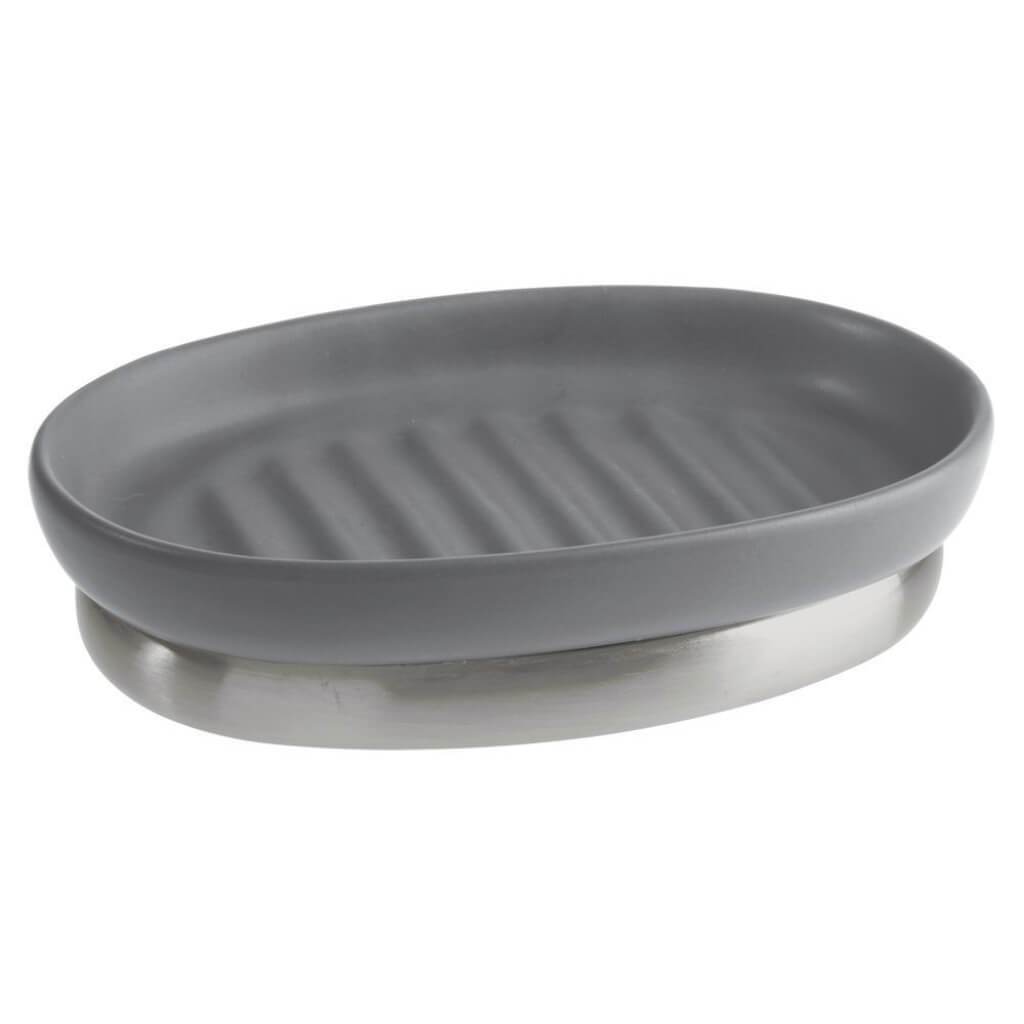 YORK SOAP DISH 2 MATTE GRAY/BR 