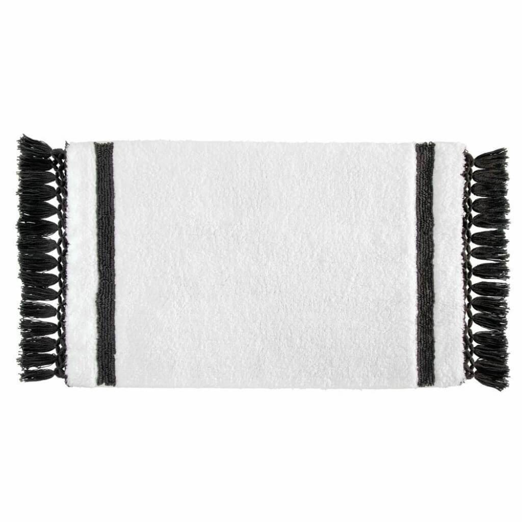 STRIPE FRINGE RUG WHITE/CHARCO 