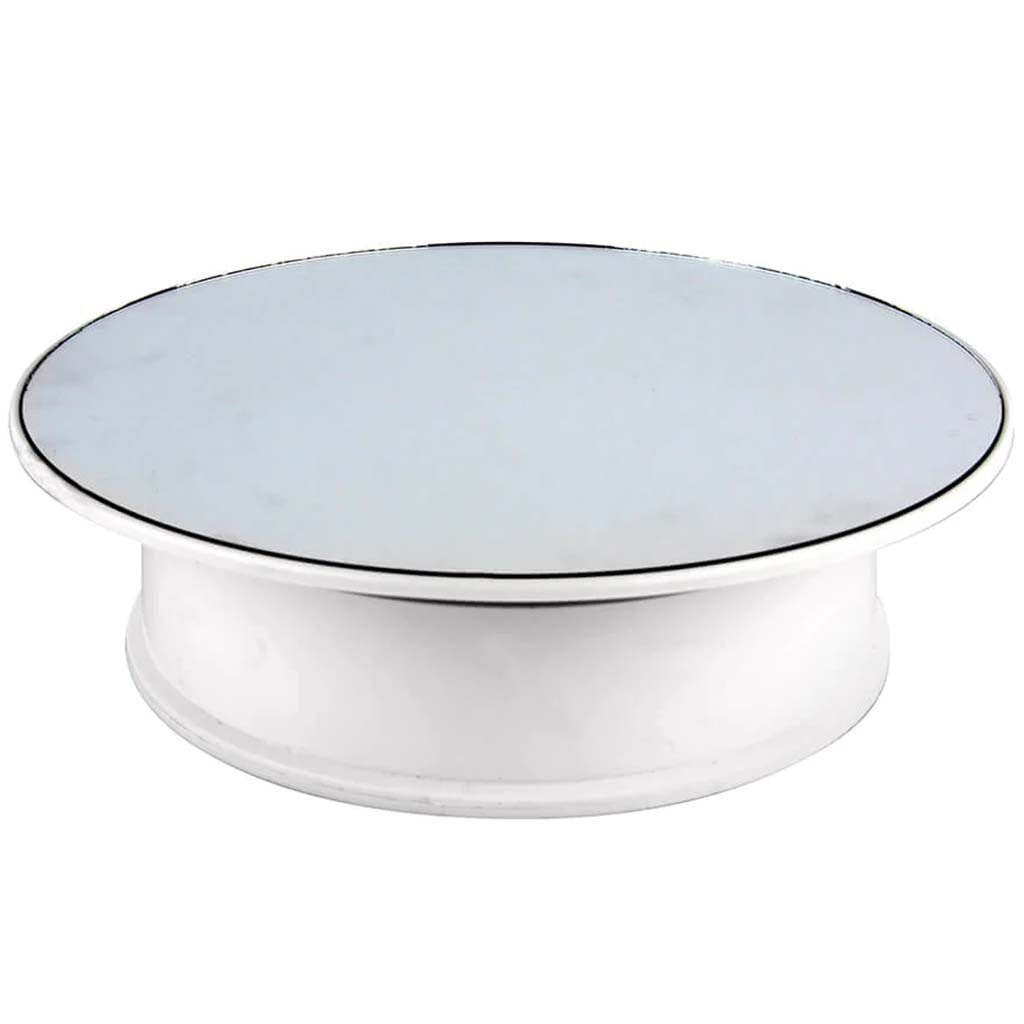 White Turntable with Mirror Battery Operated