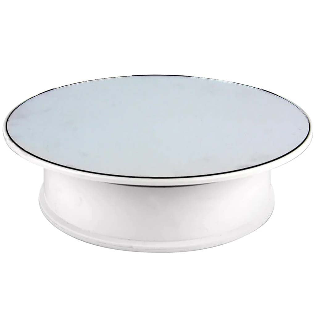 White Turntable with Mirror Battery Operated