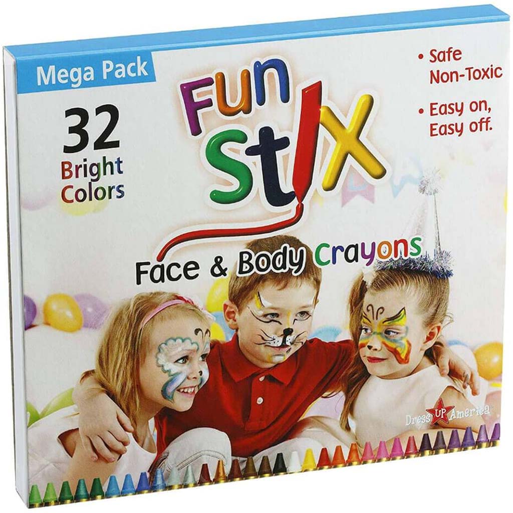 Fun Stick Face &amp; Body Crayons 32 Bright Colors